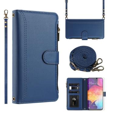 Imagem de Asuwish Capa de telefone para Samsung Galaxy A50 A50S A30S Capa carteira com protetor de tela de vidro temperado transversal de couro flip zíper suporte para cartão de crédito celular A 50 50S 30S S50