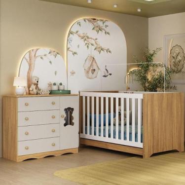 Imagem de Berço Americano 3 em 1 com Cômoda 1 Porta 4 Gavetas Doçura Multimóveis