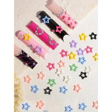 Imagem de Amuletos de unhas 3D 50 peças de resina de cor doce mista, amuletos de resina em forma de coração Makaron estrela para manicure artesanato capa de celular clipe de cabelo joias acessórios de resina
