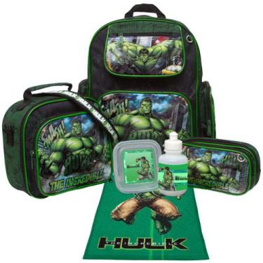 Imagem de Mochila Masculina Preta de Costas Resistente Hulk c/ Itens - TOYS 2U