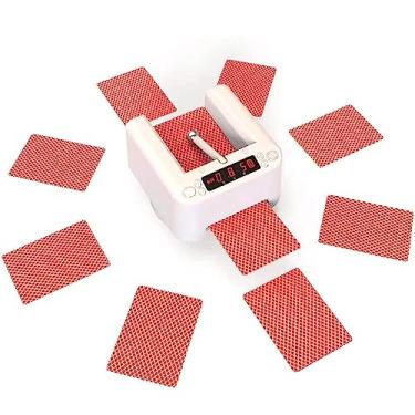 Imagem de Máquina automática de revendedor de cartões de pôquer, máquina elétrica de divisão de cartões com rotação de 360°, operação de exibição de LED para 2 a 8 jogadores, sem função aleatória para festas em