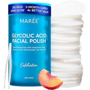 Imagem de MAREE Discos de Ácido Glicólico – 200 Discos Tonificantes para Limpeza Facial – Discos Esfoliantes Faciais com Óleo de Melaleuca e Ácido Salicílico
