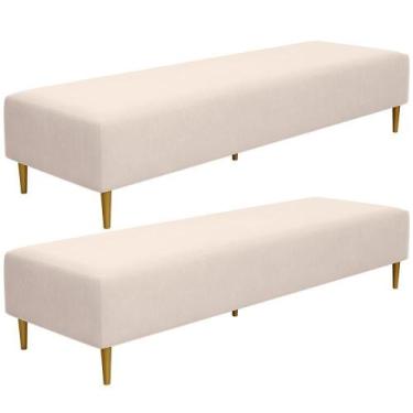 Imagem de Kit 02 Puffs Decorativo Bali W01 Pés Palito 170x60cm Suede Bege - Lyam