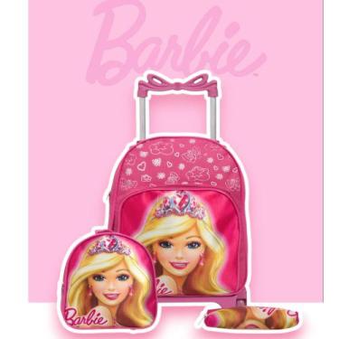 Imagem de Kit Mochila Infantil Feminina Rodinha Barbie Pequena Passeio - Toys 2U