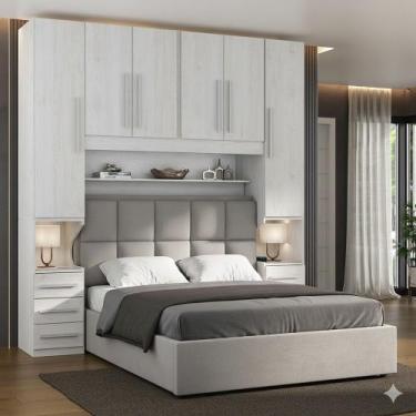 Imagem de Guarda-roupa de Casal com espaço para Cama Box padrão 1220S Carvalho C
