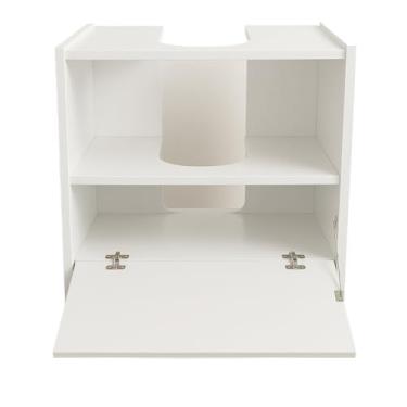 Imagem de Gabinete De Banheiro Organizador Àrmario 1 Porta Pia De Coluna Com Rodízios Cor Branco Ripado(Branco)