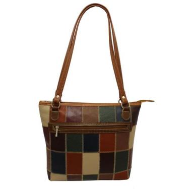 Imagem de Bolsa Em Couro Retalhos Ombro Feminina BLSR170 - Doras Bolsas, Colorid