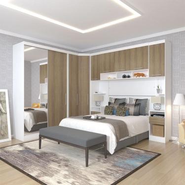 Imagem de Quarto de Canto Casal com Guarda Roupas com Espelho e Mesas de Cabeceira Alpes Luciane Moveis