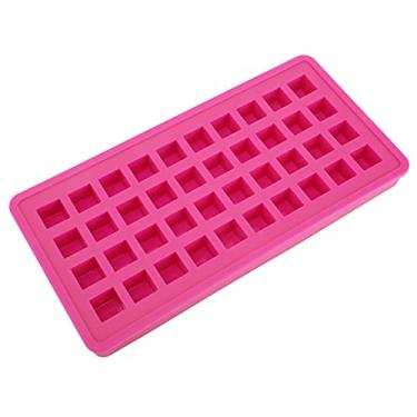 Imagem de Bandeja de gelo de silicone formato quadrado cubos de gelo molde fácil de limpar máquina de lavar louça segura antiaderente reutilizável para bares domésticos restaurantes (Rosa Vermelha)