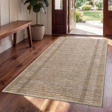 Imagem de QiCaiJia Tapete de entrada 7 x 12 cm, tapete de entrada lavável antiderrapante para embaixo da porta, tapete fino macio de baixa pilha para lavanderia e cozinha