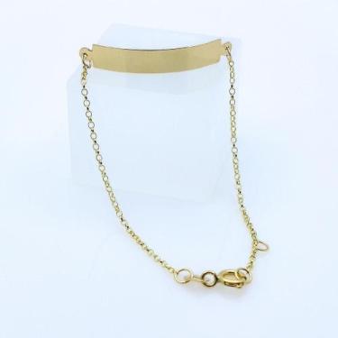 Imagem de Pulseira Infantil Personalizada em Ouro 18k com Chapinha e Corrente El