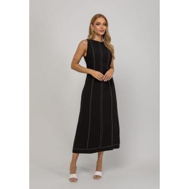 Imagem de Vestido De Alfaiataria Midi Com Costura Contrastantes Preto Salvatore,