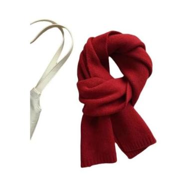 Imagem de Cachecol De Lã De Ovelha Longo E Grosso Para Homens E Mulheres, Cor Só