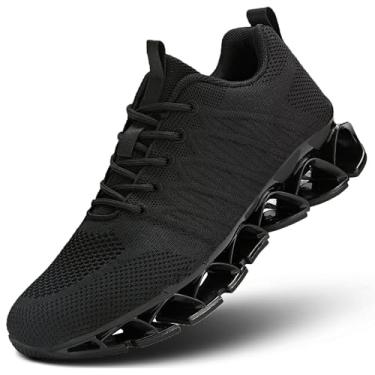 Imagem de Vooncosir Tênis de corrida feminino, confortável, moderno, com lâmina antiderrapante, tênis de trabalho, caminhada, esportes, tênis esportivo, Z77 preto, 35