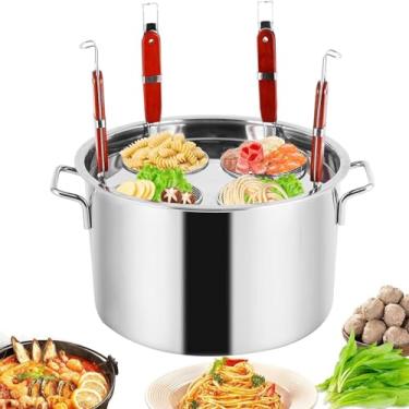 Imagem de Conjunto de inserção de panela de macarrão com coador e escorredor - Divisor para cozinhar sem esforço, perfeito para preparação de refeições em casa e restaurante, essencial para cozinha durável