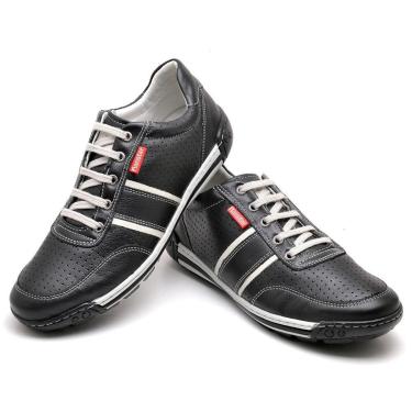 Imagem de Sapatênis Ranster Masculino Em Couro Confortável Preto 3004 PRETO-Masculino