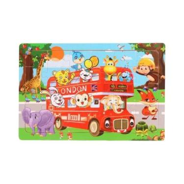 Imagem de Quebra-Cabeça De Animais De Madeira Para Crianças, Dinossauro, Avião, 