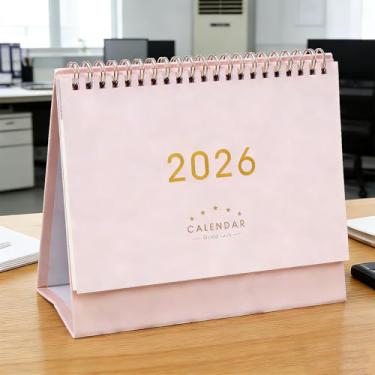 Imagem de Calendário de mesa 2026-2027 de janeiro de 2026 a junho de 2027, design bonito para cada mês, calendários de mesa para escritório em casa (rosa)