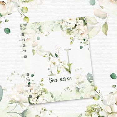 Imagem de Caderno A5 Floral Personalizado com Nome e Inicial, Caderno de Anotações sem Pauta, Caderneta Capa Dura, Caderno Espiral 96 Folhas para Estudos e Organização (N,DECORADO)