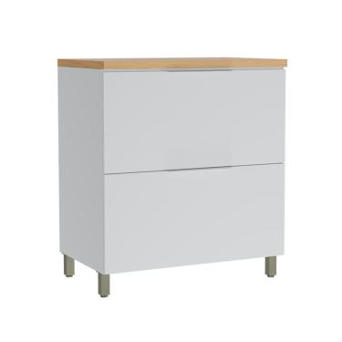 Imagem de Balcão de Cozinha com Tampo Marquesa 100% MDF 1 Porta 1 Gaveta Branco e Nature