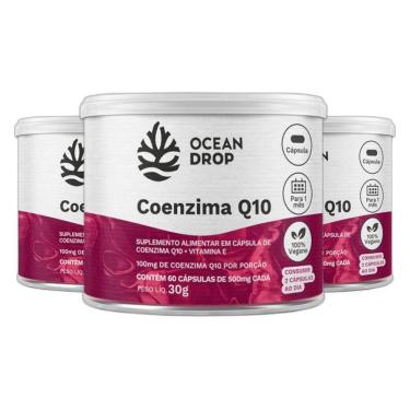 Imagem de Combo 3X Coenzima Q10 Vitamina E 60Caps 500Mg - Ocean Drop