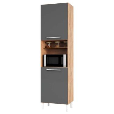 Imagem de Paneleiro 2 Portas 57,4Cm Com Nicho Microondas Carménere Rio Doce Cozinhas Castanho/Chumbo Castanho