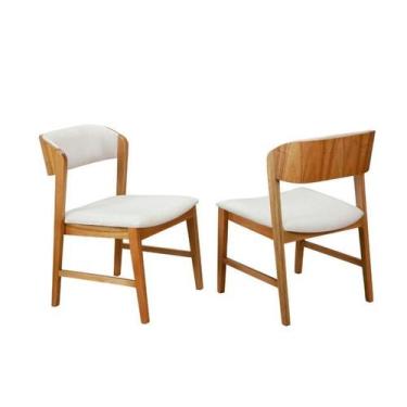 Imagem de Kit 2 Cadeiras Sylvia Encosto Laminado Madeira Linho Off - Móbile Móve