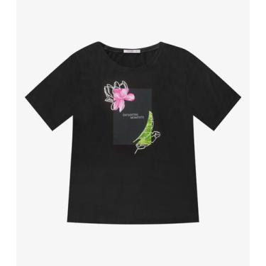 Imagem de Camiseta Feminina Plus Size Secret Glam Preto, Plus G2, Preto