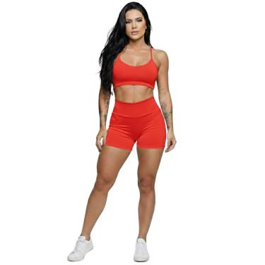 Imagem de Conjunto Top Alça Fina Sem Bojo e Short Suplex Serra e Mar Treino Academia Moda Fitness Musculação-Feminino