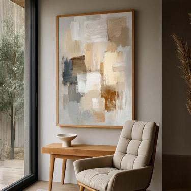 Imagem de Quadro com Moldura e Acrilico Cristal Vidro Pincelada Harmonia para Sa