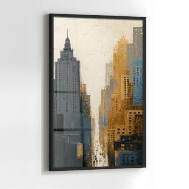 Imagem de Quadro com Moldura e Acrilico Cristal Vidro Arte Nova York para Sala, 