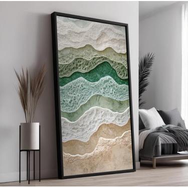 Imagem de Quadro com Moldura e Acrilico Cristal Vidro Mare Estrato para Sala, Qu