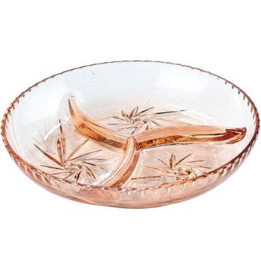 Imagem de Petisqueira de Vidro Redonda Com 3 Divisórias Rose 22cm - Kaveh