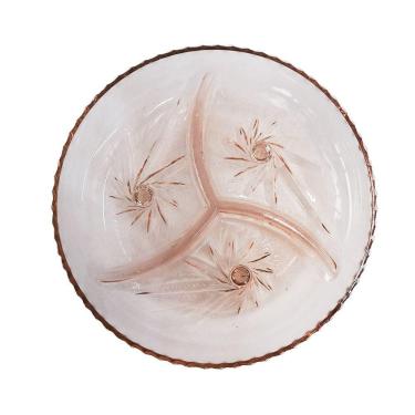 Imagem de Petisqueira De Vidro Com 3 Divisórias Gold Rose 22cm