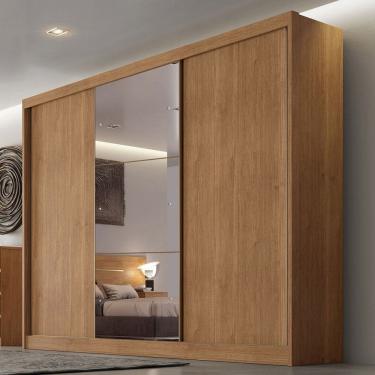 Imagem de Guarda-Roupa Casal Daloa 3 Portas 8 Gavetas 100% Mdf com Espelho Cumaru - Pnr Móveis