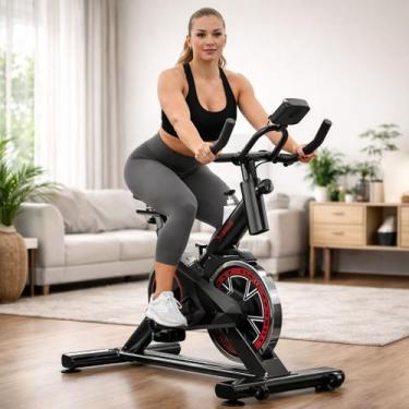 Imagem de Bicicleta Ergométrica Fitness Com Resistência Ajustável 5kg Correia Si