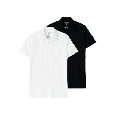 Imagem de Kit com 2 Camisetas Polo Masculina Malwee 1000004429 Branco-Masculino