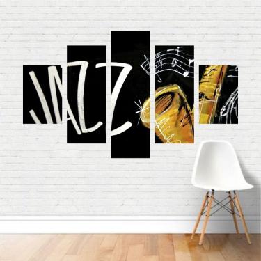 Imagem de Quadro Música Jazz Saxofone Notas Musicais Instrumento Canva
