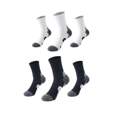 Imagem de Meias Esportivas Masculinas 3 Pares Respiráveis Para Corrida Compressã