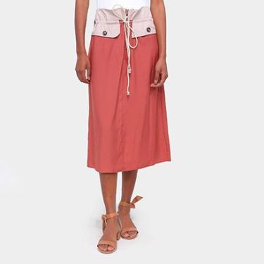Imagem de Saia Road Mel Midi Bicolor Detalhe Botões-Feminino
