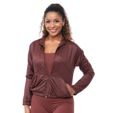 Imagem de Jaqueta Corta Vento Esportiva Feminina C/Recorte Ultra Leve Cor:Marrom
