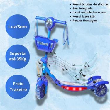 Imagem de Patinete Infantil Luz e Música de 3 Rodas Azul e Rosa Kids - Kiddy, Az