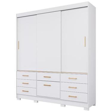 Imagem de Guarda Roupa Lais 3 Portas de Correr 7 Gavetas MDF - Panan, Branco