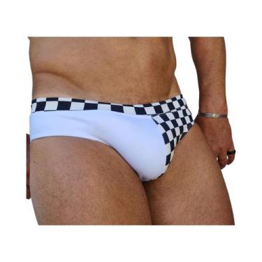 Imagem de Sunga slip xadrez quadriculado preto e branco - AA COLLECTION CURITIBA