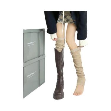 Imagem de Meias De Ballet Femininas Cinzas Até a Panturrilha, Aquecedores De Pés