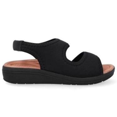 Imagem de Sandália Feminina Anabela Elastano Preto Camel Usaflex UD18002-Feminino
