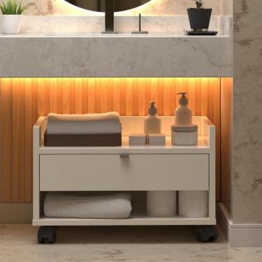 Imagem de Armário Para Banheiro Prisma Com Uma Gaveta Nicho E Rodízios - JM3 - J