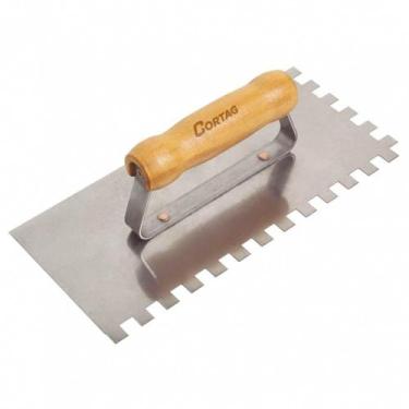 Imagem de Desempenadeira De Aço Dentada 12x25,6cm 10x10mm - 60904 - Cortag Denta