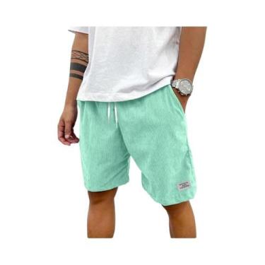 Imagem de Bermudas Masculinas Leves De Corduroy Para O Verão, Cor Sólida, Estilo