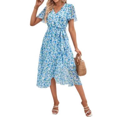 Imagem de Vestido PRETTYGARDEN Boho de Verano con Escote Envolvente en V y Flore